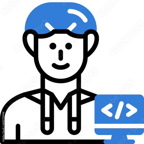 programmer flat line icon