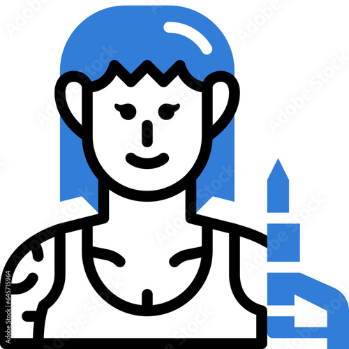 female tattoo artist flat line icon