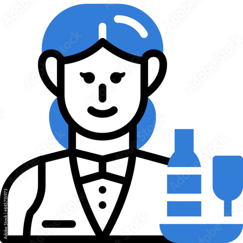 waitress flat line icon