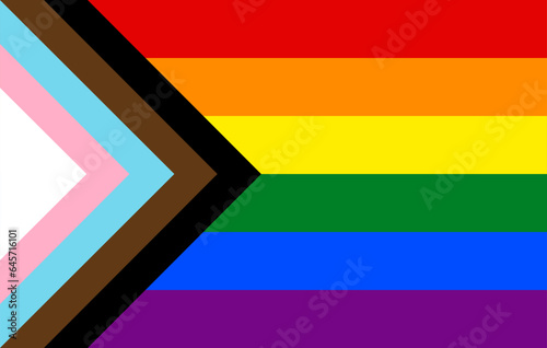 LGBT pride colorful flag background banner vector, Progress Pride Flag, official colors © zmotions
