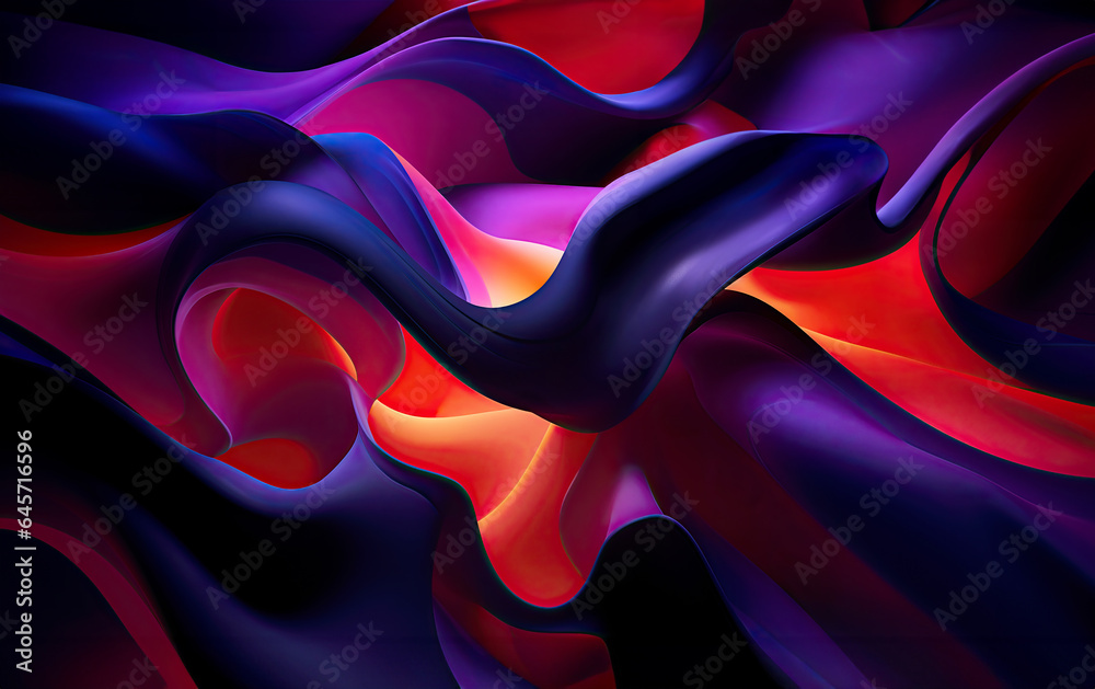 Obraz premium Abstract red, orange, pink and violet waves, abstract curvy waving ribbons background