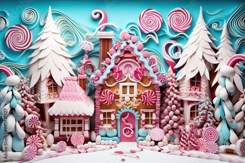 3D Paper Quilling of some Christmas Decors. Beautiful House Decorated.