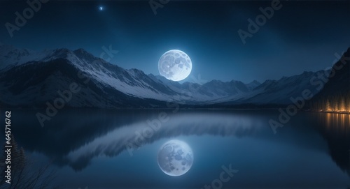 the moon over the lake