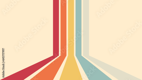 Vintage abstract background of 1970s hippie retro style in rainbow groovy wavy simple line design. 70s classic illustration suitable for poster, banner, textile, cloth, decorative wall art.