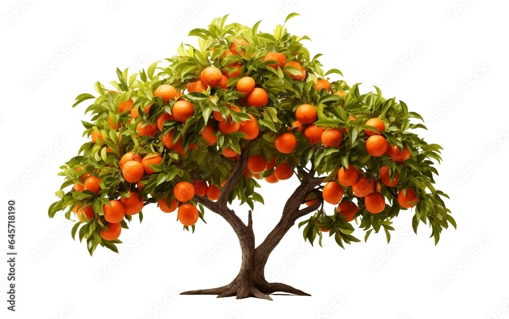 Fruit Bearing Tree Isolated on a Transparent Background PNG. Generative AI