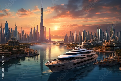 Dubai Marina cityscape, UAE photo