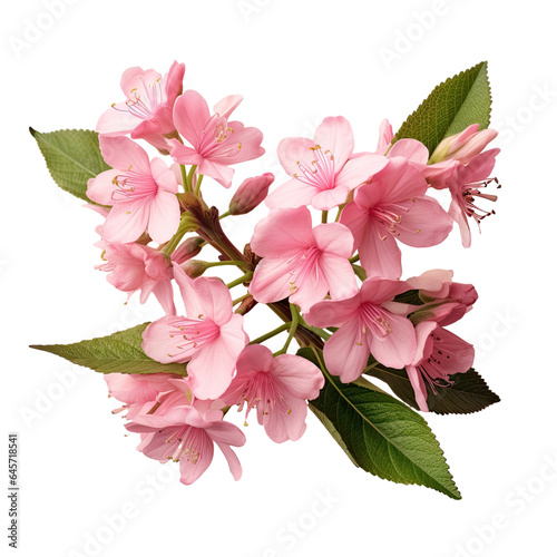 Pink weigela flowers against a transparent background photo