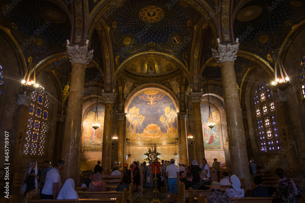 The interior of the Church of All Nations at the garden of Gethsemane, Jerusalem