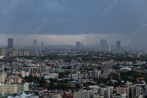 Sky grey cloud and heavy rain in Bangkok city  Thailand.