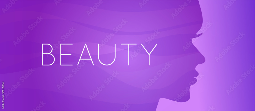 Beauty Purple Background Illustration with Woman's Face Beauty Purple Background Illustration with Woman's Face