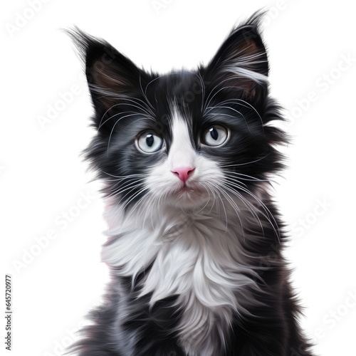 Monochrome kitten picture transparent background