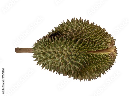 Ripe durian fruit  on a white background