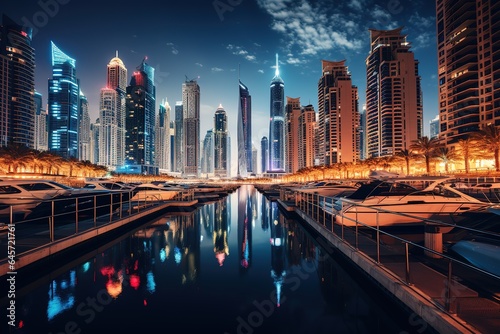 Dubai skyline with beautiful city close to it s busiest highway on traffic