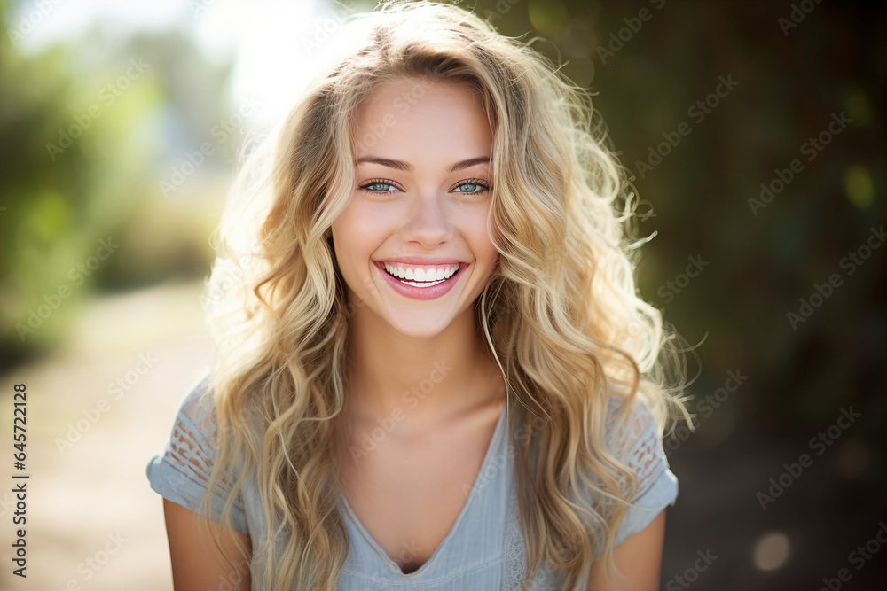 Charming young woman overjoyed in the city outdoors made by Generative AI Charming young woman overjoyed in the city outdoors made by Generative AI