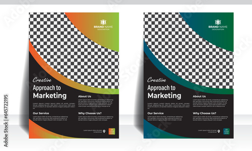 Corporate business flyer black background gradient color simple shape Good approach to marketing, vector illustration template in A4 size.