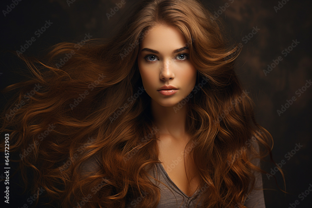 Generative AI picture of young attractive woman model with stunning flattering long hairstyle Generative AI picture of young attractive woman model with stunning flattering long hairstyle
