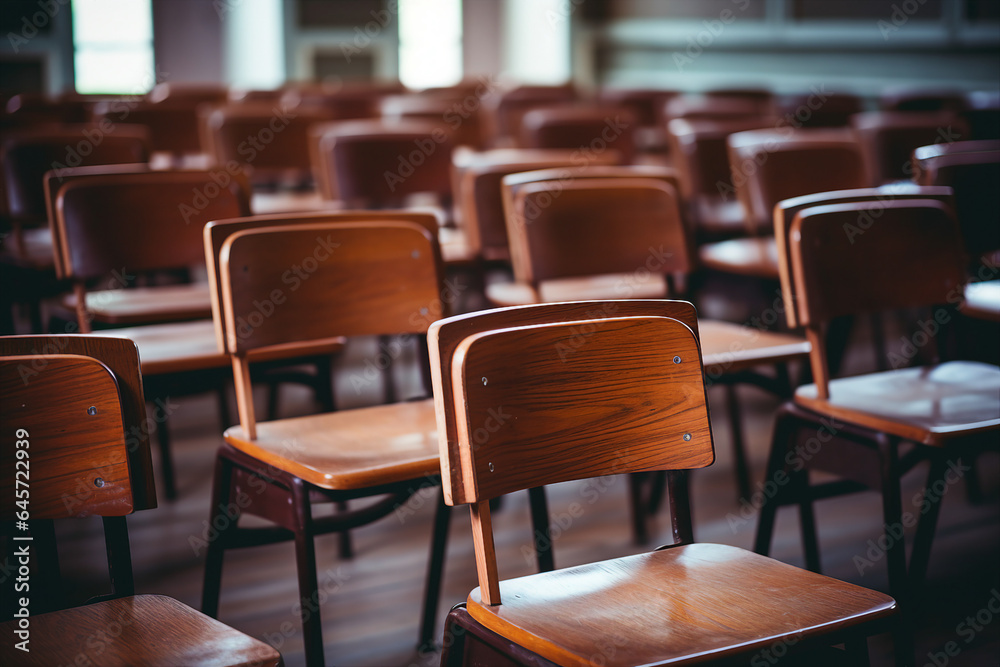 Fototapeta premium Picture empty classroom back to school concept nice vintage interior of educational environment generative AI