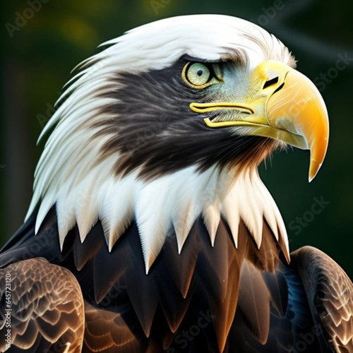 Portrait of a Bald Eagle which is the national emblem of the United States of America.  Generative AI