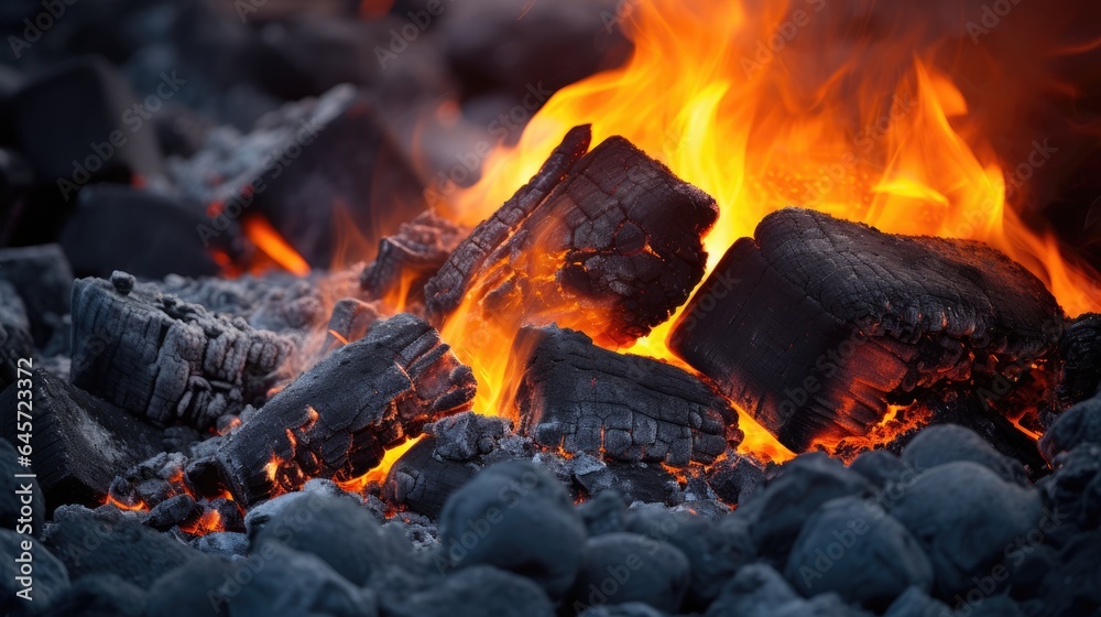 Hot Coals and Embers. Fire in the fireplace. Environment pollution. Hot Coals and Embers. Fire in the fireplace. Environment pollution.