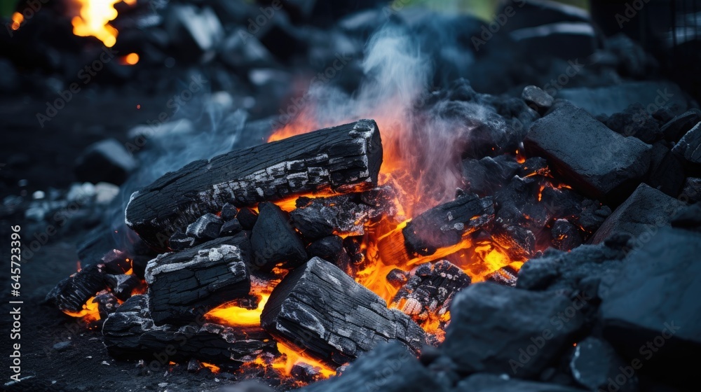 Hot Coals and Embers. Fire in the fireplace. Environment pollution. Hot Coals and Embers. Fire in the fireplace. Environment pollution.