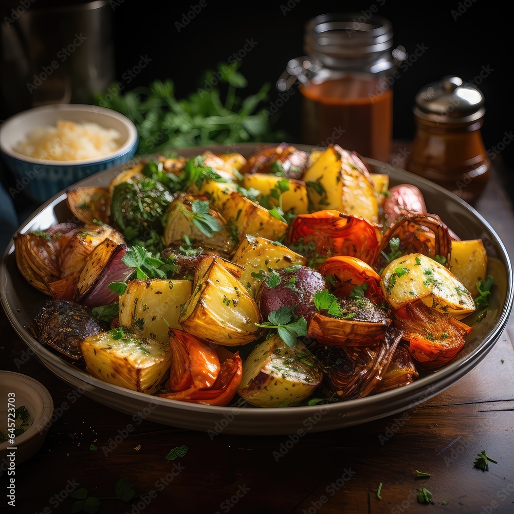 Mixed roasted root vegetables with herbs Mixed roasted root vegetables with herbs