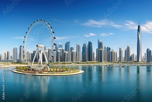 Dubai skyline with beautiful city close to it's busiest highway on traffic