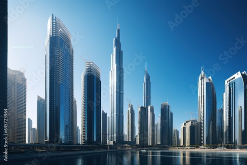 Dubai  UAE - March 18 2023  Dubai streets  houses and skyscrapers