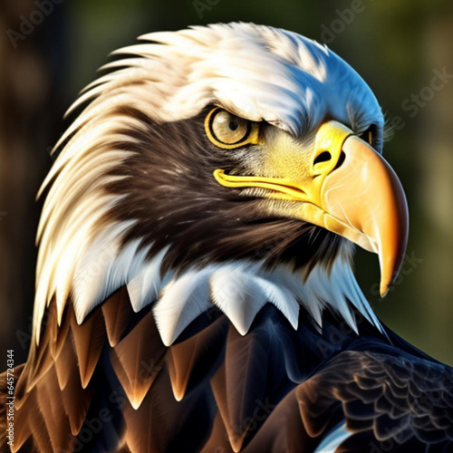Portrait of a Bald Eagle which is the national emblem of the United States of America.  Generative AI