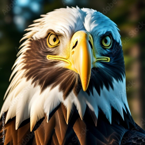 Portrait of a Bald Eagle which is the national emblem of the United States of America.  Generative AI