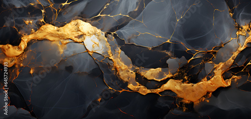 Different elements forming an abstract background in black marble style. 