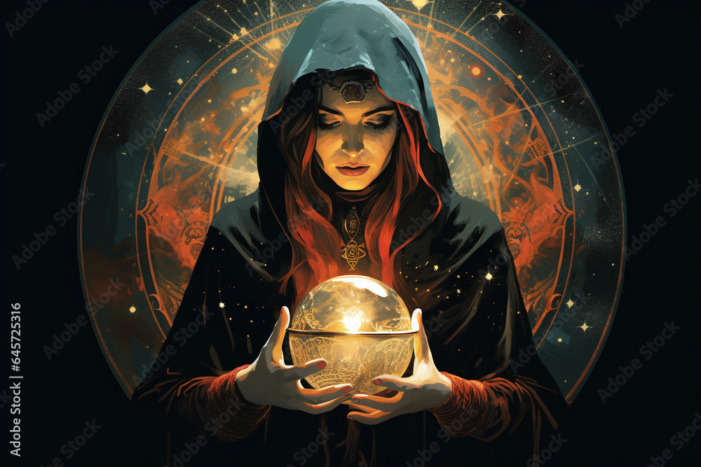 Illustration of a female fortune teller Stock Illustration Adobe Stock