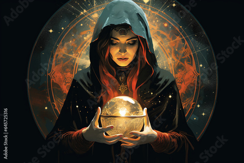 Illustration of a female fortune teller photo