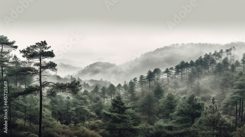 mountains in the fog