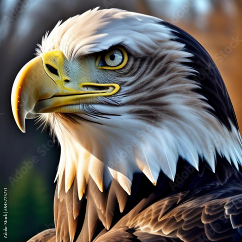 Portrait of a Bald Eagle which is the national emblem of the United States of America.  Generative AI