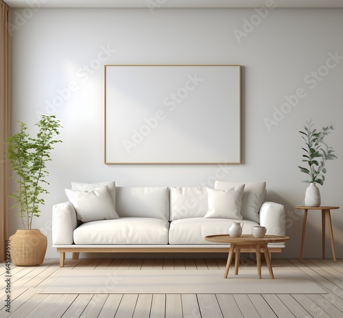 Frame mockup in minimalist decorated interior background, 3d render © Artwork Vector