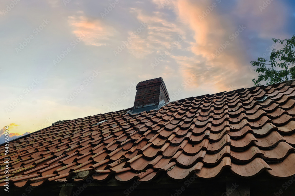 A roof of an old house. A roof of an old house.