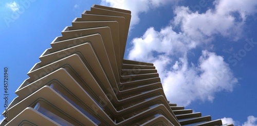 Architectural proposition of modern apartment building exterior for the client from Bulgaria. 3d rendering.