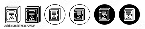 Electric panel box icon. Home or industrial power supply meter symbol. Electricity voltage cut off device vector. 