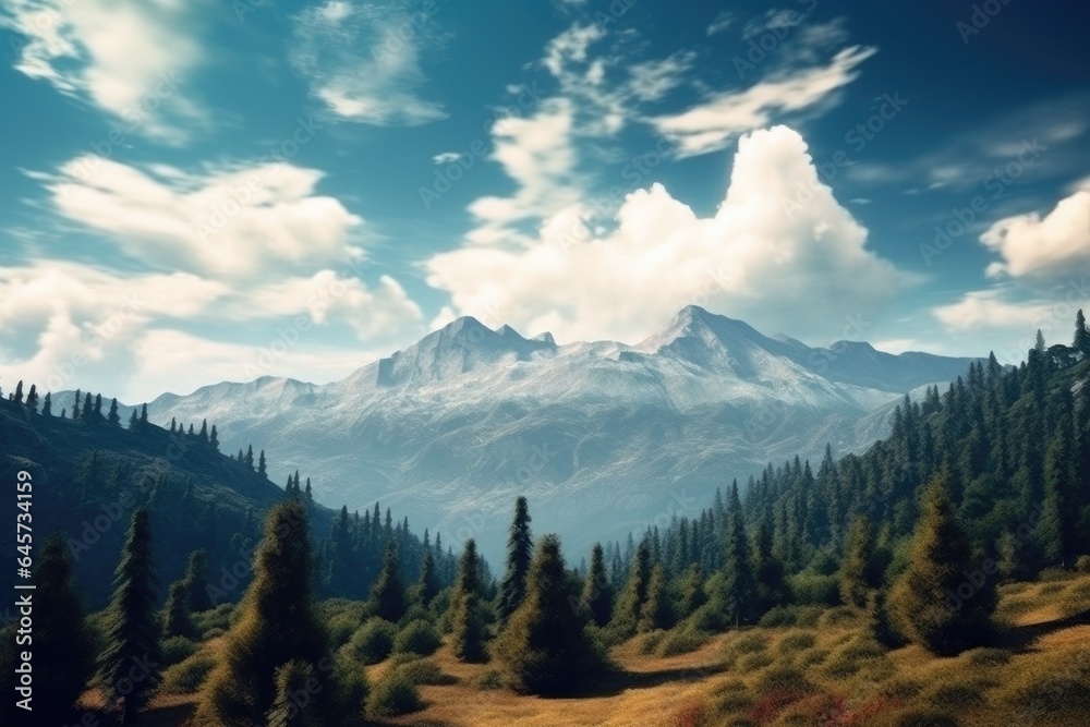 Fototapeta premium Idyllic mountain landscape with sky and clouds