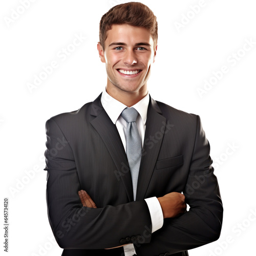 Young smiling businessman isolated.