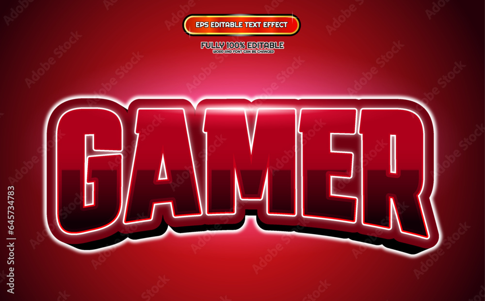 Red 3d gamers esports logo text effect editable template design