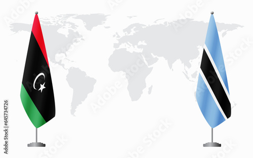 Libya and Botswana flags for official meeting