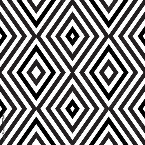 Obraz na płótnie Seamless pattern with Seamless pattern with rhombus motifs in black and white. Vector illustration. w salonie