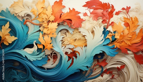 Modern abstract floral pattern background. Illustration. Generative AI