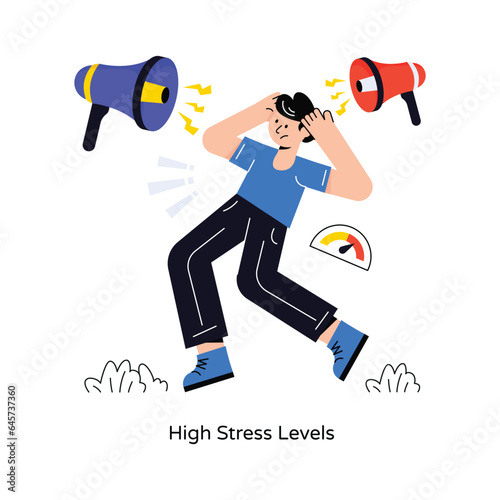 High Stress Levels Flat Style Design Vector illustration. Stock illustration