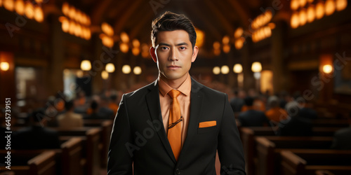 Portrait of a Thai politician In the party with the orange symbol which is a party for the new generation