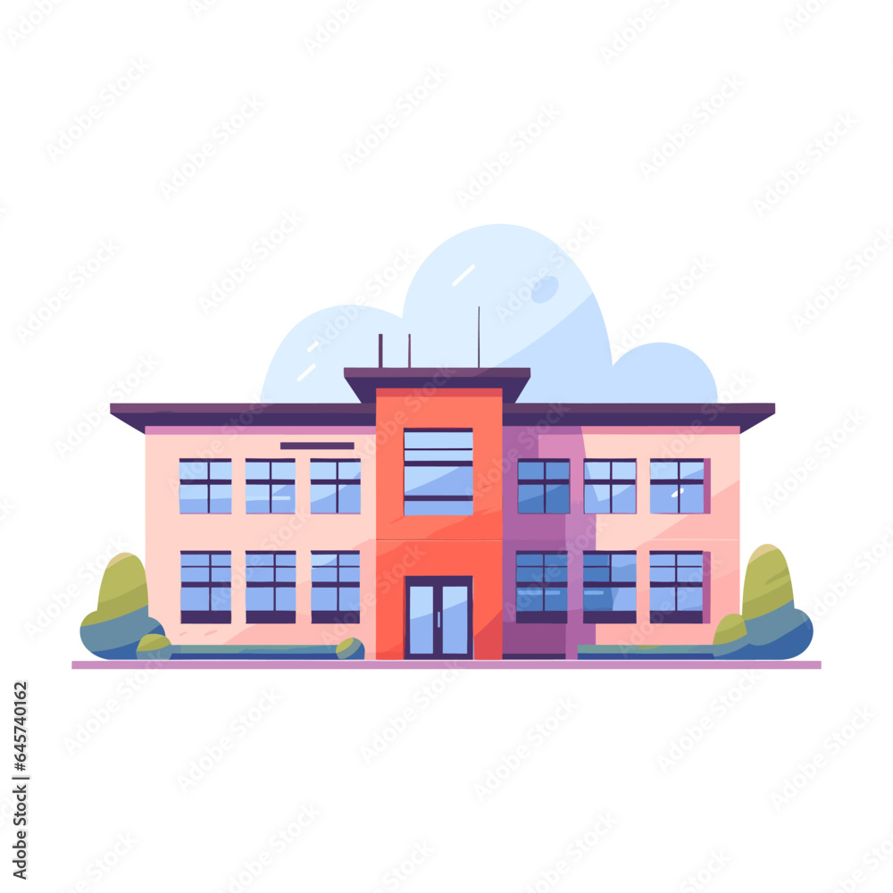 School Building in flat style isolated on white background. Vector illustration EPS10