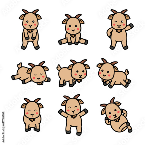 Goat Character, Animal Doodle Cartoon Illustration