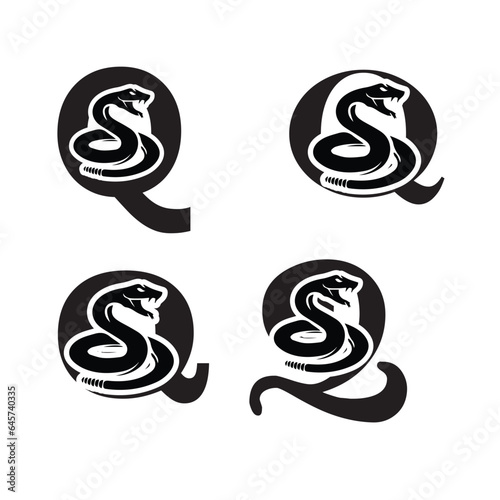 Initials Logo Design Alphabet Letter Q Snake Logo Design Concept 