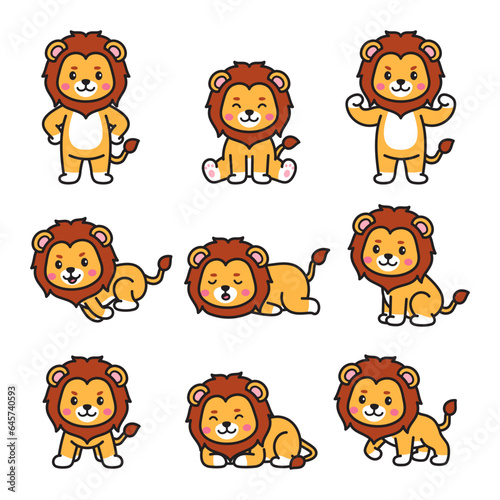Fototapeta Naklejka Na Ścianę i Meble -  Lion Character, Animal Doodle Cartoon Illustration